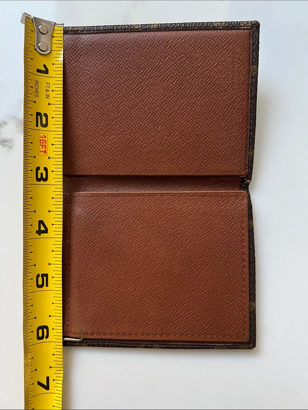 Louis Vuitton Vintage Brown Monogram money clip card Holder with Dust Pouch